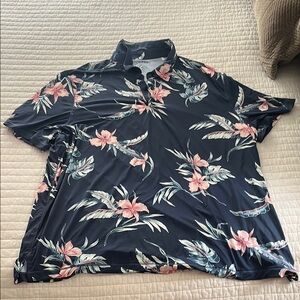 Faherty Black and Pink Casual Button Down Shirt